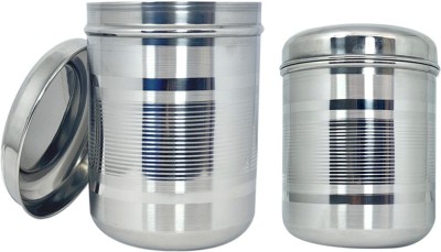bartan hub Steel Tea Coffee & Sugar Container  - 2000 ml, 1500 ml(Pack of 2, Silver)