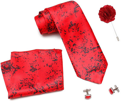 AXLON Satin Cufflink & Tie Pin Set(Red)