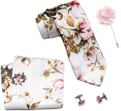 AXLON Satin Cufflink & Tie Pin Set(White)