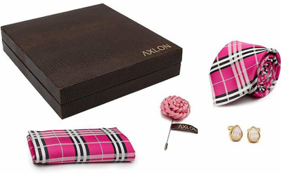 AXLON Satin Cufflink & Tie Pin Set(Brown)