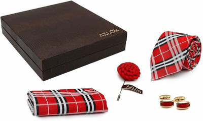 AXLON Satin Cufflink & Tie Pin Set(Red)