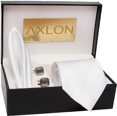 AXLON Satin Tie & Cufflink(White)