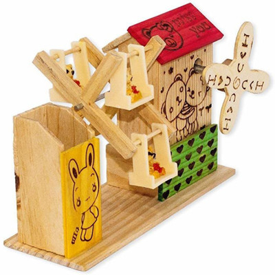 The Modern Gallery 1 Compartments Wood Pen stand(Light brown)