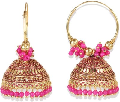 Bhana Jewells Designer Party Wear Enamelled Hoop Balli With Jhumki For Women And Girls Cubic Zirconia, Beads Alloy Jhumki Earring