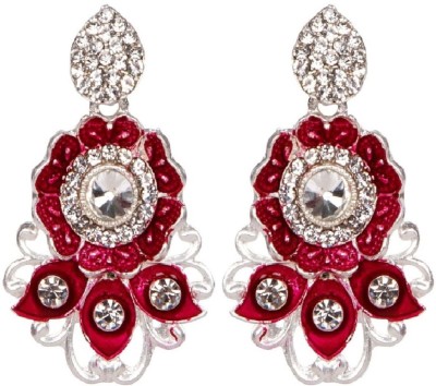 Bhana Jewells BHANA JEWELS Designer Silver Plated Enamelled Meenakari Earrings For Women And Girls Cubic Zirconia, Beads Alloy Drops & Danglers