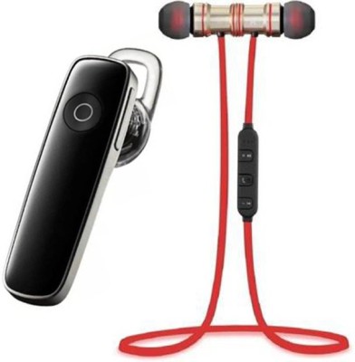 N2B MAGNET Red & k1 Pack of 2 Bluetooth Bluetooth Headset(Black, Red, True Wireless)