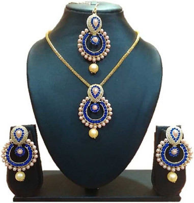 jatin imitation Metal Gold-plated Blue, Gold Jewellery Set(Pack of 1)
