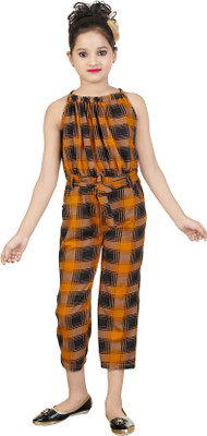 Style Stop Checkered Girls Jumpsuit