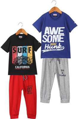 Fit N Fame Boys Printed Multicolor Top & Pyjama Set