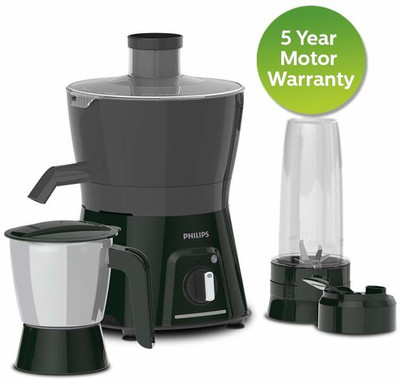 PHILIPS HL7579/00 600W Turbo Juicer avengers with 3 Jars -Blend and Viva Collection 600 Juicer Mixer Grinder (3 Jars, Black, White)