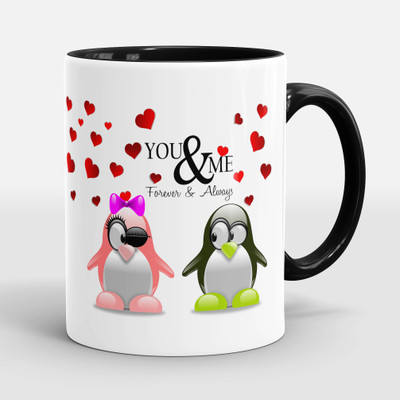 Sublikraft You & Me Forever & Always 3 Tone Inner Colour Printed Ceramic Coffee Mug(330 ml)