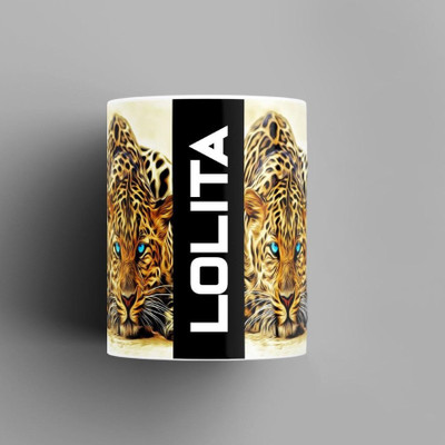 Beautum Name Printed Lolita Cheetah Design White Ceramic (350) ml. Model No:BMNAT010948 Ceramic Coffee Mug(350 ml)