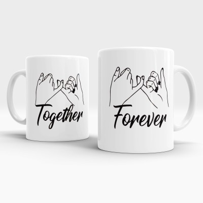 Gift Arcadia Together & Forever Printed CoffeeMug, Best Gift for Couple, Husband and Wife, Girlfriend and Boyfriend, Lover Ceramic Coffee Mug(330 ml, Pack of 2)