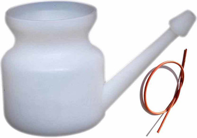 YOGSADHAK Plastic White, Red Neti Pot(500 ml)