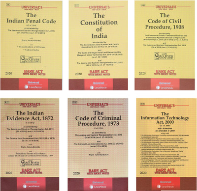 Combo Of 6 Book Bare Act Indian Evidence, Information Technology Act 2000, I.P.C, C.P.C, C.r.P.C, Constitution Of India Bare Act With Short Comments (Paperback In English By Universal's)(Paperback, Universal's) Combo Of 6 Book Bare Act Indian Evidence, Information Technology Act 2000, I.P.C, C.P.C, C.r.P.C, Constitution Of India Bare Act With Short Comments (Paperback In English By Universal's)(Paperback, Universal's)