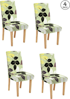 Cortina Polyester Floral 1 Seater Chair Cover(White Pack of 4)