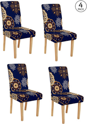 Cortina Polyester 1 Seater Chair Floral Cover(Pack of 4 White)