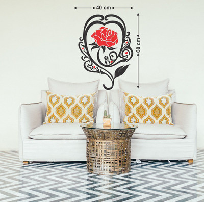 WALLDECORS 60.96 cm LORD GANESHA IN DECORATIVE ROSE IMAGE Self Adhesive Sticker(Pack of 1)