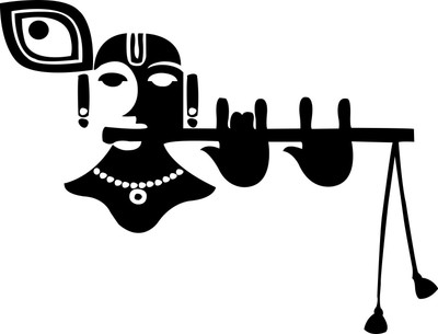Jagvii 59 cm Krishan ji with flute black wall sticker Removable Sticker(Pack of 1)