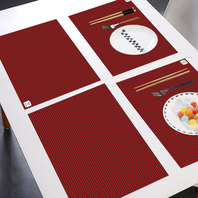 E-Retailer Rectangular Pack of 6 Table Placemat(Red, PVC)