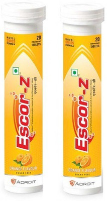 ESCOR-Z Vitamin C Orange Flavour Sugar Free Tablets 20's Pack Of 2(2 x 20 Tablets)