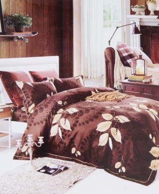 Skytex 150 TC Cotton King Floral Flat Bedsheet(Pack of 1, Brown)