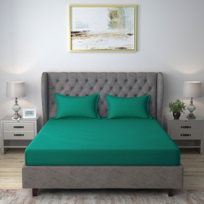 Dekor World 180 TC Cotton Double Solid Flat Bedsheet(Pack of 1, Green)