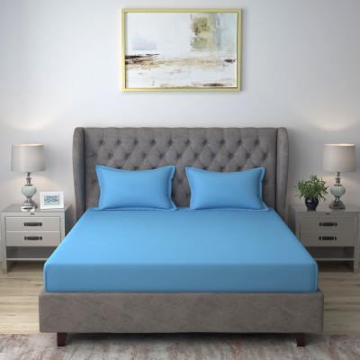 Dekor World 180 TC Cotton Double Solid Flat Bedsheet(Pack of 1, Blue)
