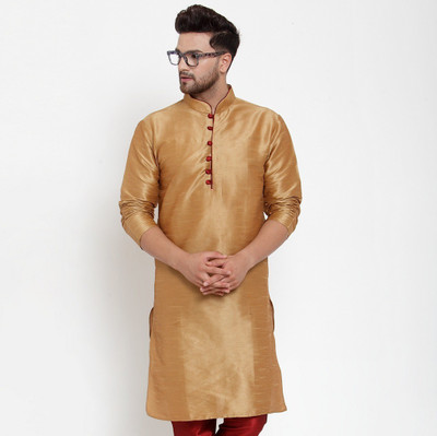 B BEN Men Solid Straight Kurta(Gold)