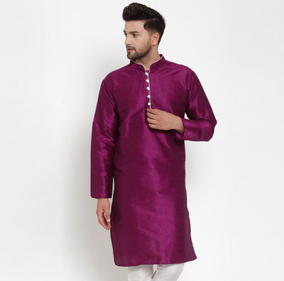 B BEN Men Solid Straight Kurta(Purple)