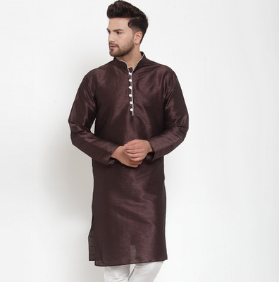 B BEN Men Solid Straight Kurta(Brown)
