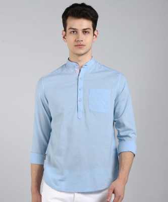 NUMERO UNO Men Self Design Casual Light Blue Shirt