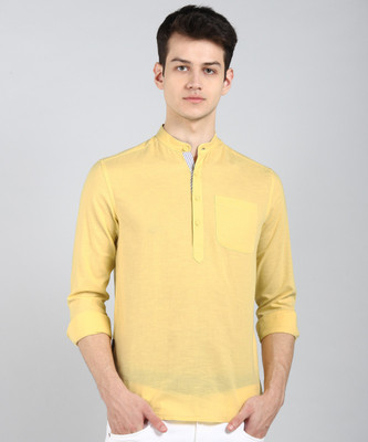NUMERO UNO Men Self Design Casual Yellow Shirt