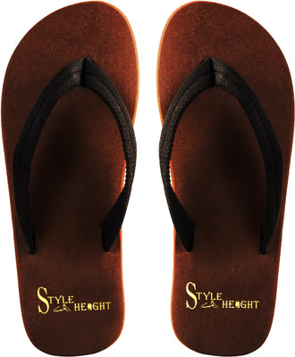 STYLE HEIGHT Men Flip Flops(Brown , 7)