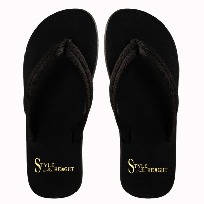 STYLE HEIGHT Men Flip Flops(Black , 7)