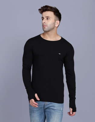 Menkovy Solid Men Round Neck Black T-Shirt