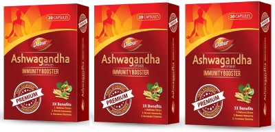 Dabur Ashwagandha Immunity Booster Premium Capsules (Pack of 3)(Pack of 3)