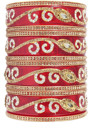 Zulka Get Your Traditions Plastic Zircon Bangle Set(Pack of 12)