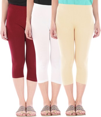 Buy That Trendz Capri Leggings Women Maroon, White, Beige Capri