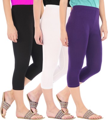 Buy That Trendz Capri Leggings Women Black, White, Purple Capri