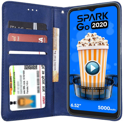 Unistuff Flip Cover for Tecno Spark Go 2020(Blue, Dual Protection, Pack of: 1)