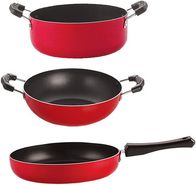 NIRLON FP13_KD13_CS24 Non-Stick Coated Cookware Set(PTFE (Non-stick), Aluminium, 3 - Piece)