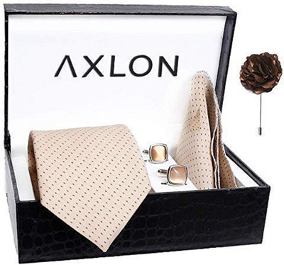 AXLON Satin Cufflink & Tie Pin Set(Beige)