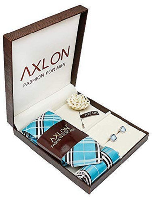 AXLON Satin Cufflink & Tie Pin Set(Blue)