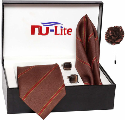nu-Lite Satin Tie & Cufflink(Brown)