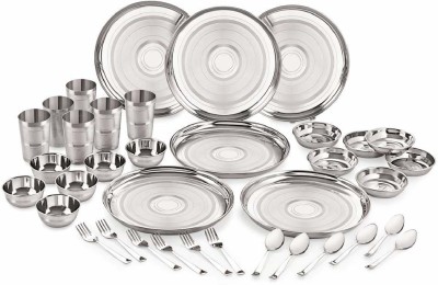 NEELAM Pack of 36 Stainless Steel Diamond Touch Dinner Set Dinner Set(Silver)