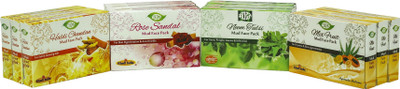 MEGHDOOT Haldi Chandan 25gx3,Rose Sandal 25gx3,Neem Tulsi 25gx3 & Mix Fruit Mud Face Pack 25gx3 (Pack of 12)(300 g)