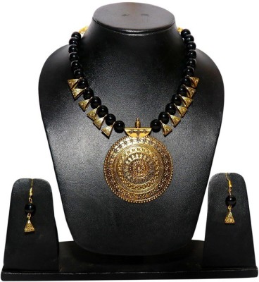 Shining Angel Metal, Plastic Gold-plated Black, Gold Jewellery Set(Pack of 1)