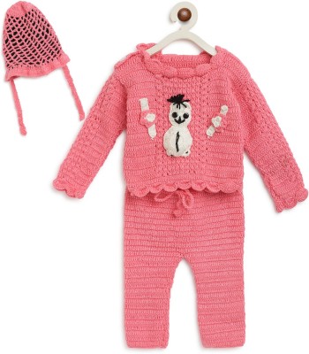 CHUTPUT Baby Boys & Baby Girls Casual Sweater Pant, Cap(Pink)
