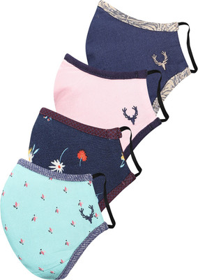 Allen Solly AHMSCRGPB85252-3 Layer Mask ReusableMulticolor Free Size Pack of 4